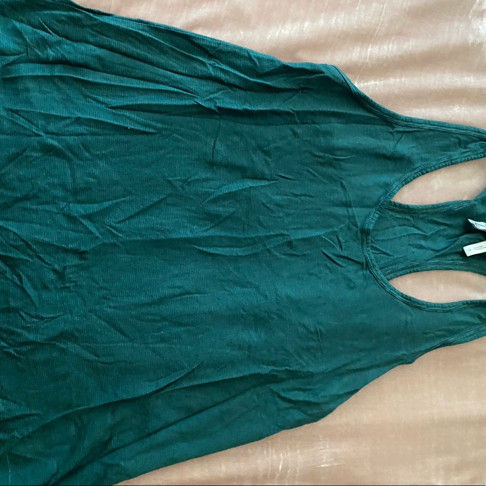 set of 2 green and white tank tops